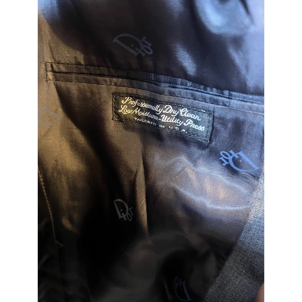 Christian‎ Dior Mens Blazer Vintage Glen Plaid Gray Size 37